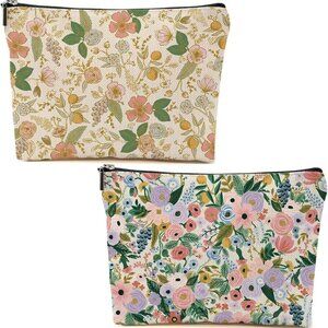 2pcs Aesthetic Floral Makeup Bags for Women, Cute Flower Aesthetic Cosmetic Bag,